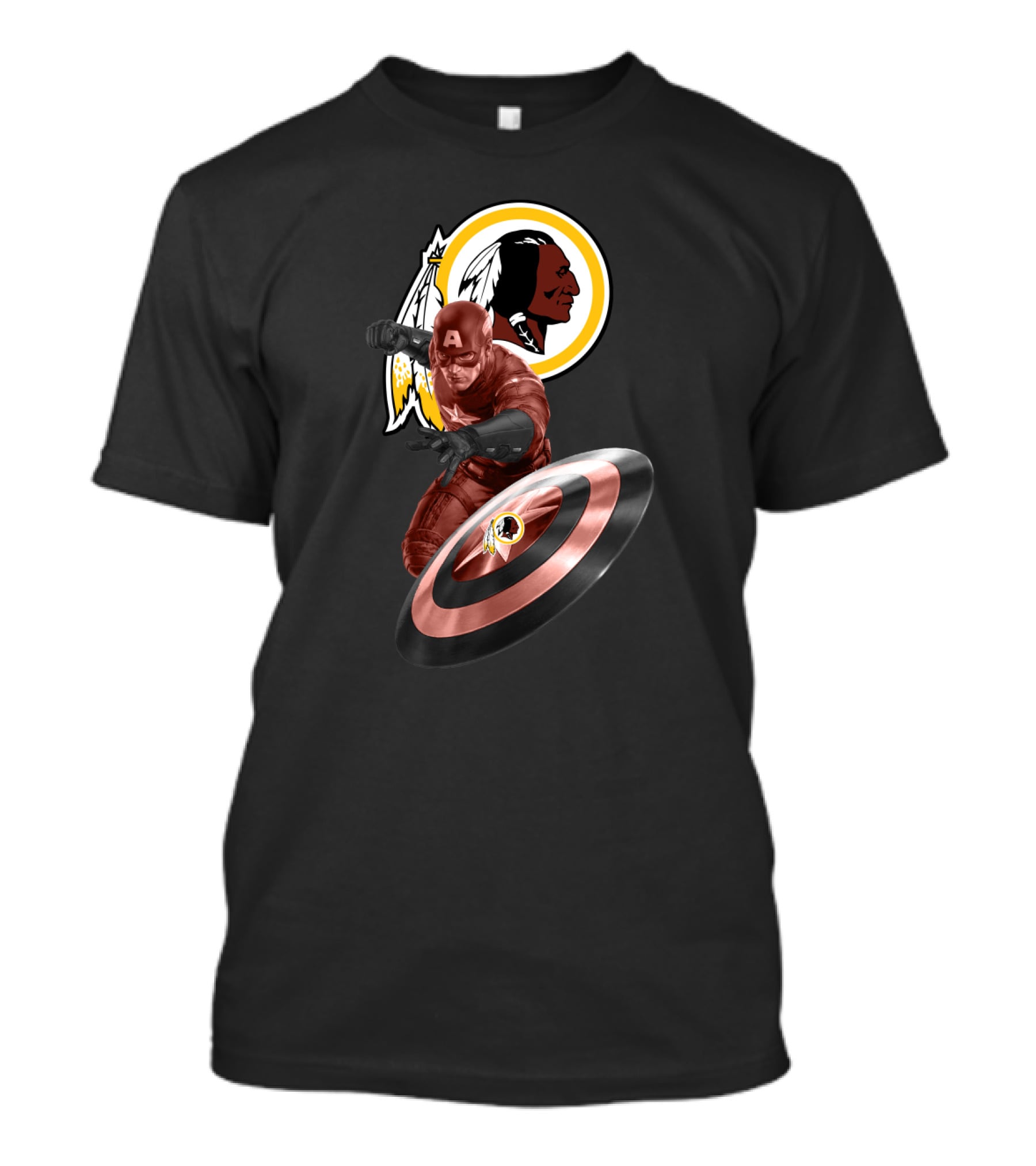 Washington Redskins Meets Captain America Crossover Tribute T-Shirt