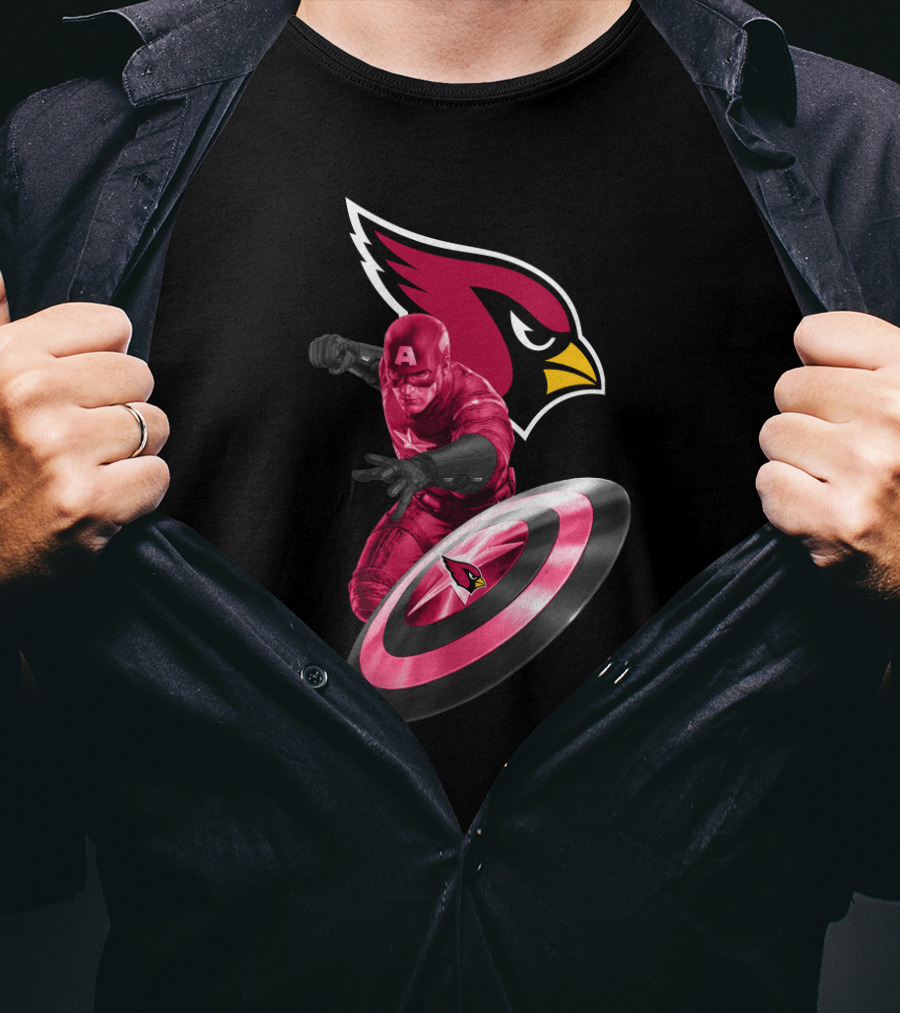 Arizona Cardinals Captain America Avengers Shield T-Shirt