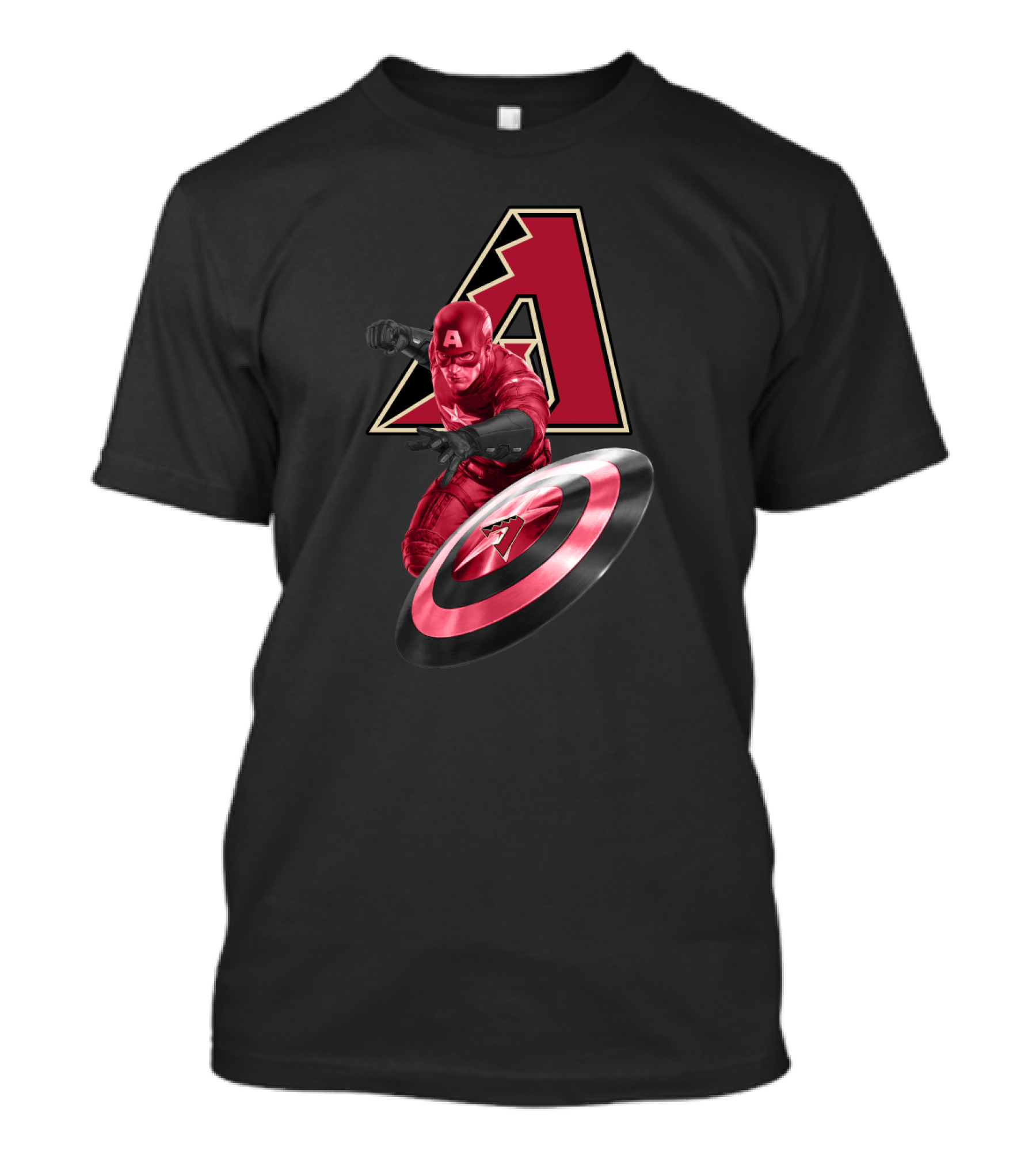 Arizona Diamondbacks Collaboration With Captain America Featuring Iconic Shield And Team T-Shirt