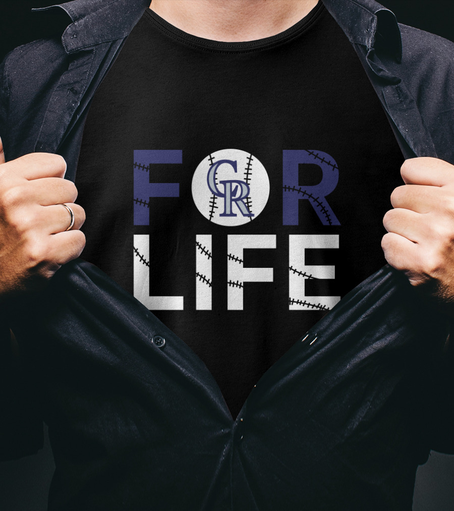 Colorado Rockies Cr Logo Baseball For Life T-Shirt