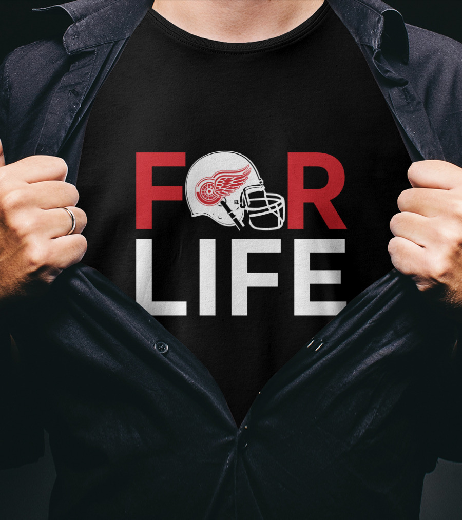 Detroit Red Wings Helmet For Life Fan Dedication T-Shirt
