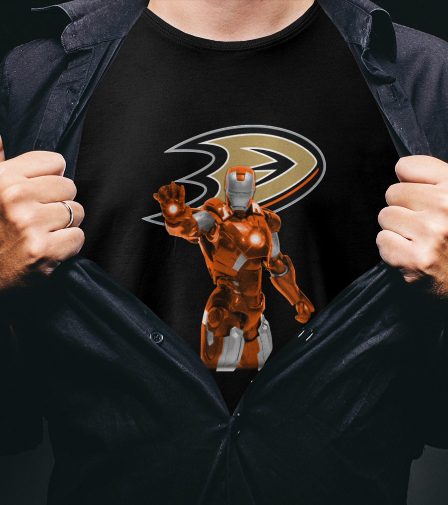 Anaheim Ducks Iron Man Crossover With Iconic Team T-Shirt