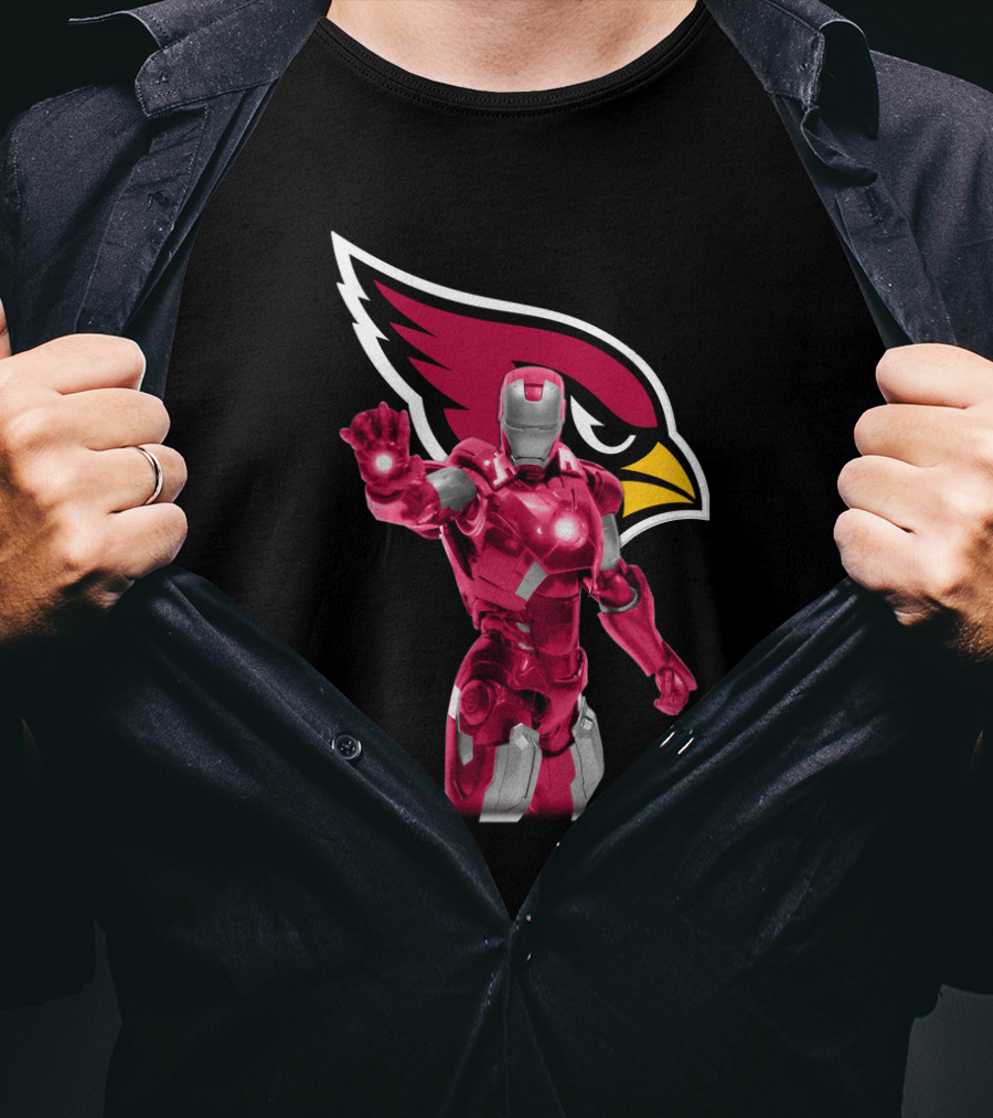 Iron Man Arizona Cardinals Fans Marvel Nfl Crossover T-Shirt
