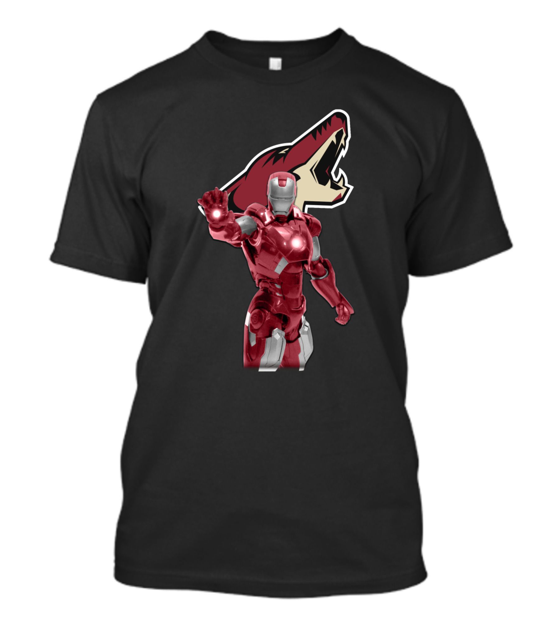 Iron Man And Arizona Coyotes Logo Crossover T-Shirt