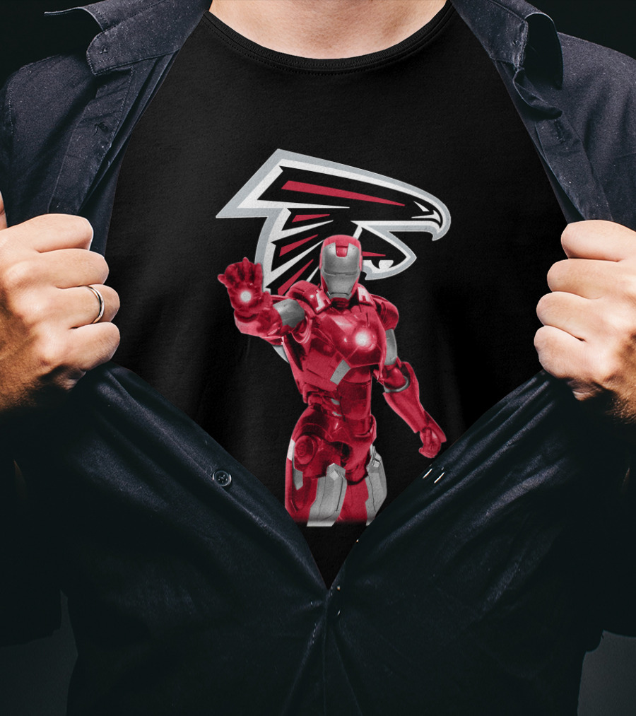 Iron Man Atlanta Falcons Fan Gear Marvel Crossover T-Shirt