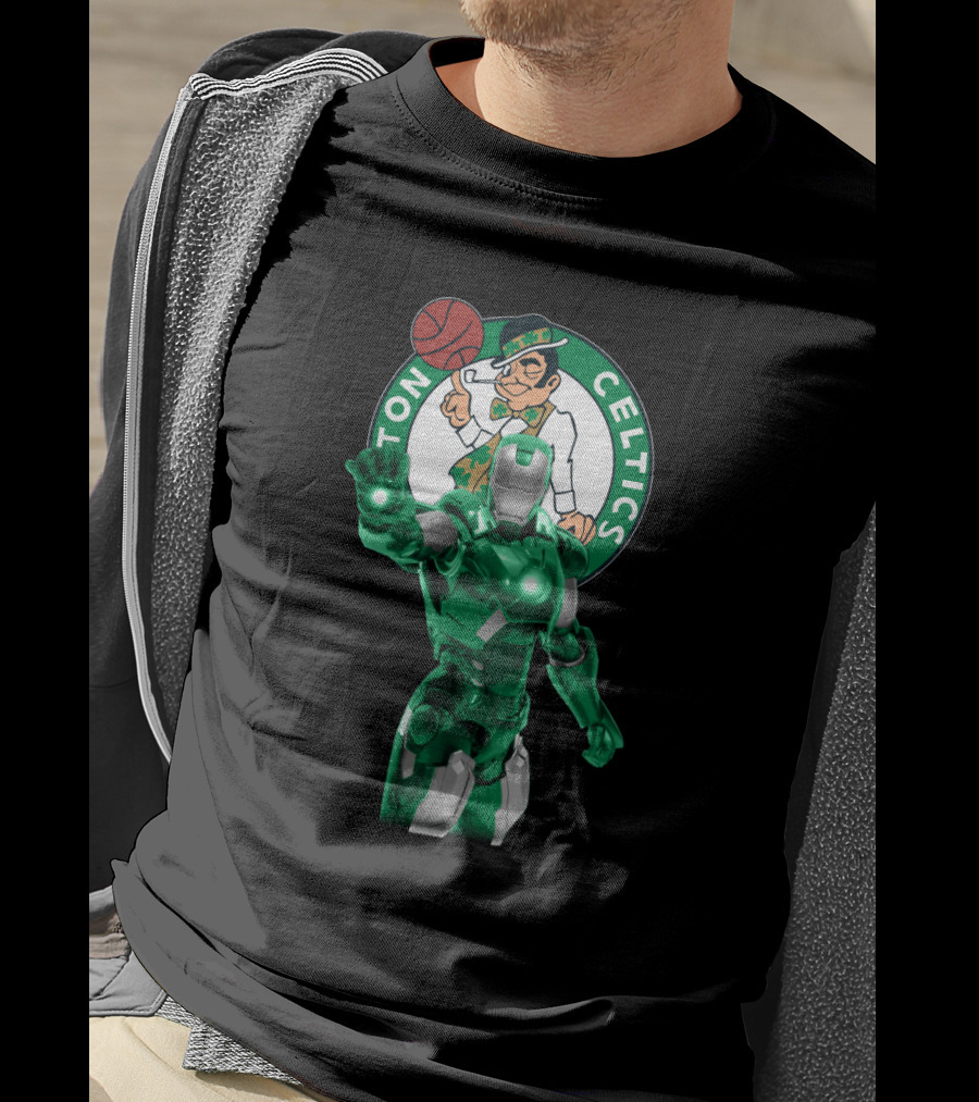 Iron Man Celtics Fans Basketball Fusion T-Shirt