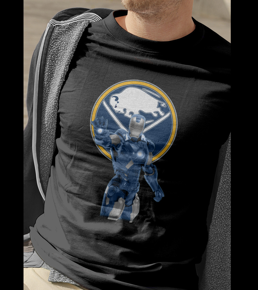 Iron Man Buffalo Sabres Hockey Marvel Crossover T-Shirt