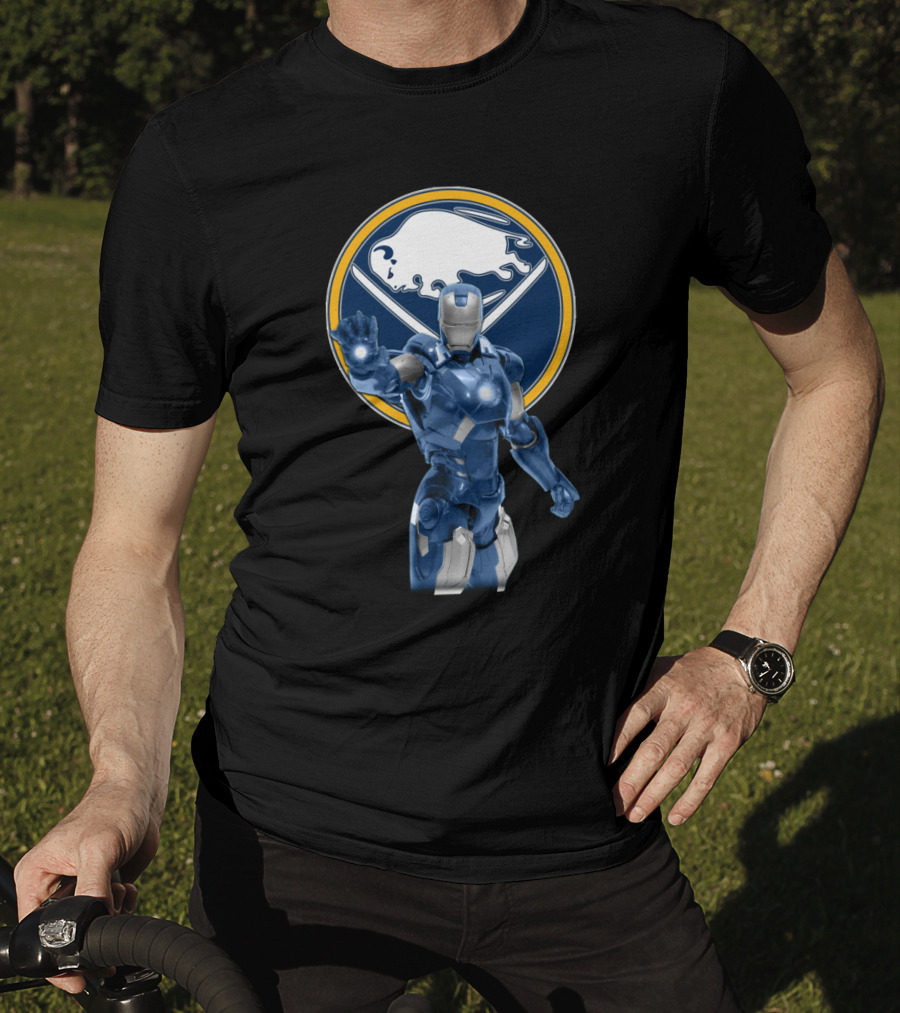 Iron Man Buffalo Sabres Hockey Marvel Crossover T-Shirt