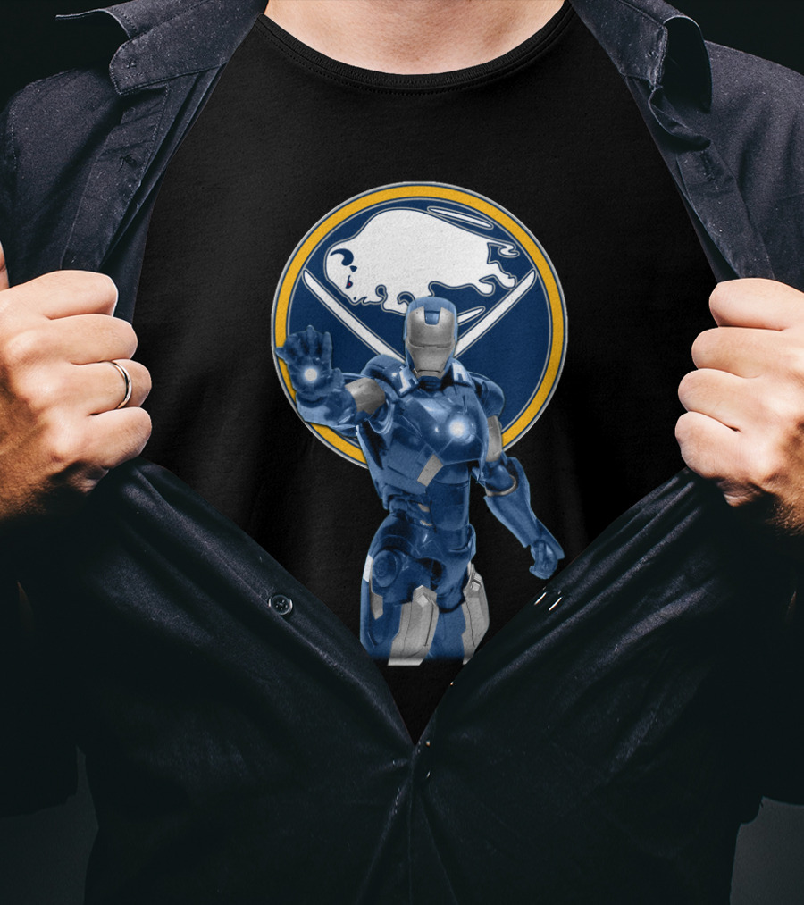 Iron Man Buffalo Sabres Hockey Marvel Crossover T-Shirt