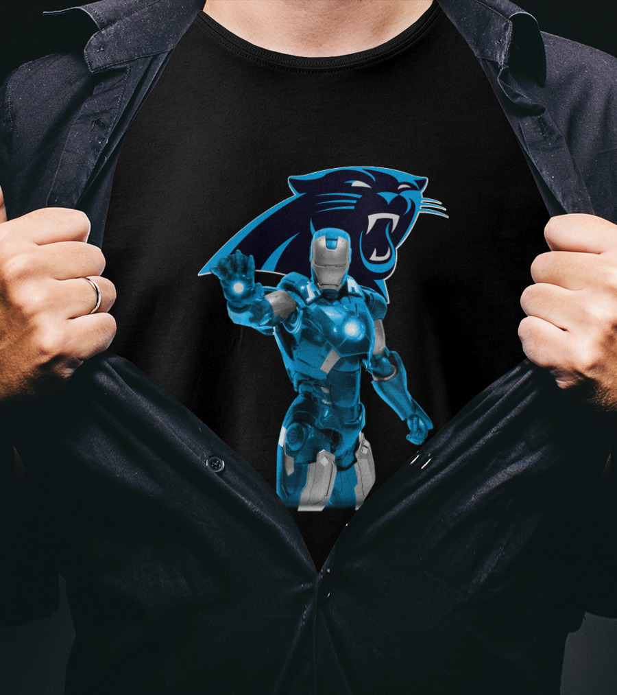 Iron Man Meets Carolina Panthers Marvel Fans Crossover T-Shirt