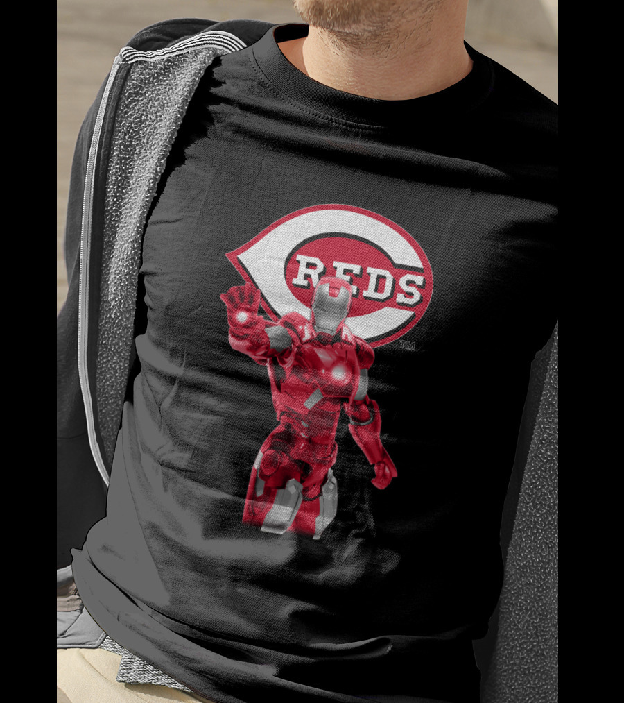 Iron Man Cincinnati Reds Collaboration Mascot Concept Marvel Baseball T-Shirt