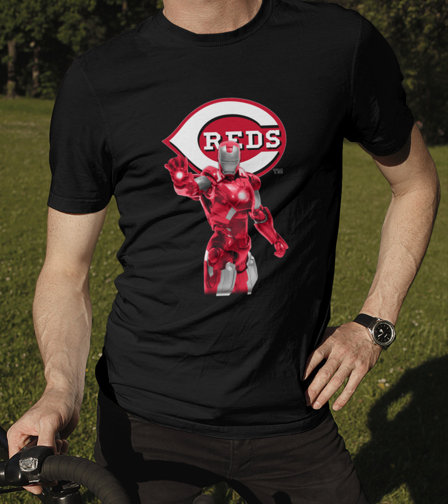 Iron Man Cincinnati Reds Collaboration Mascot Concept Marvel Baseball T-Shirt