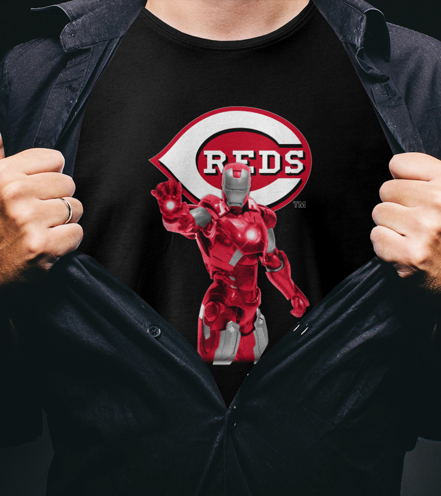 Iron Man Cincinnati Reds Collaboration Mascot Concept Marvel Baseball T-Shirt