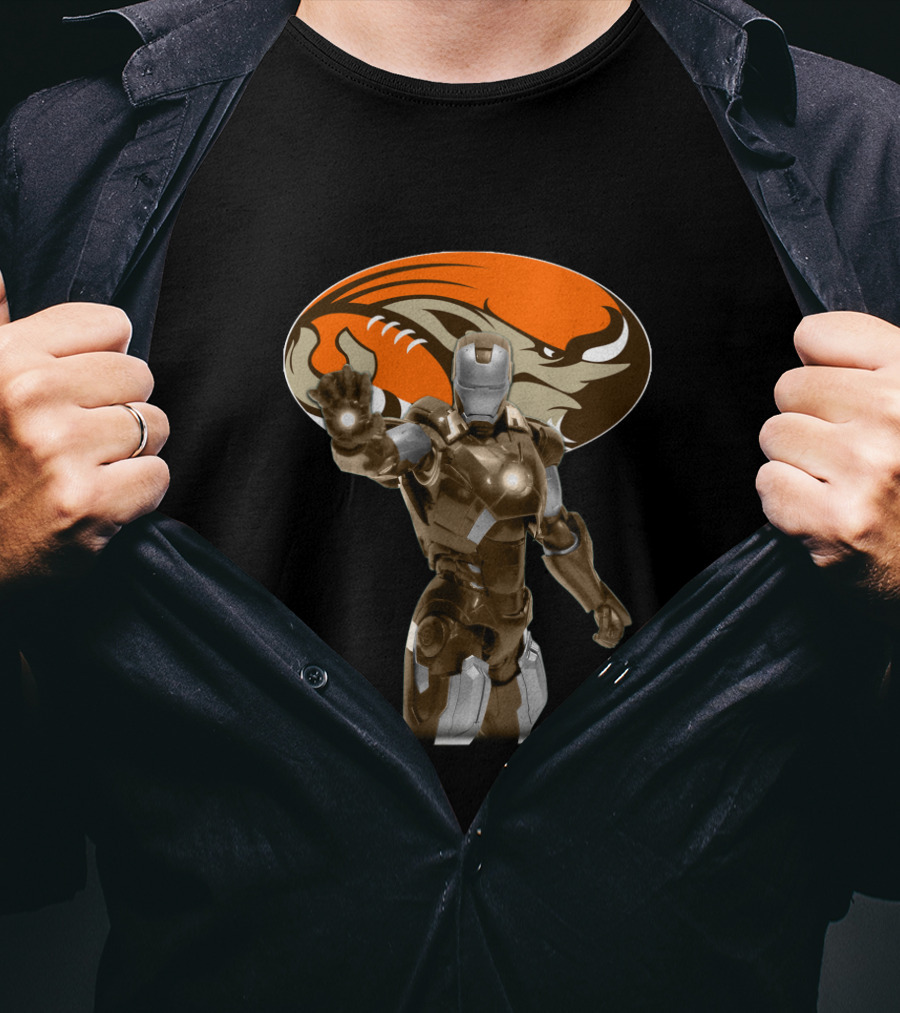 Iron Man Cleveland Browns Fans Football Fusion T-Shirt