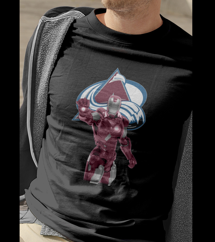 Iron Man Marvel Crossover With Colorado Avalanche NHL T-Shirt
