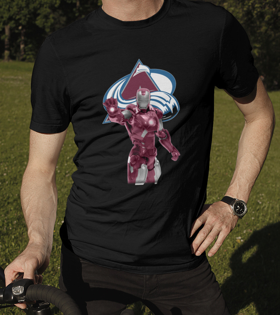 Iron Man Marvel Crossover With Colorado Avalanche NHL T-Shirt
