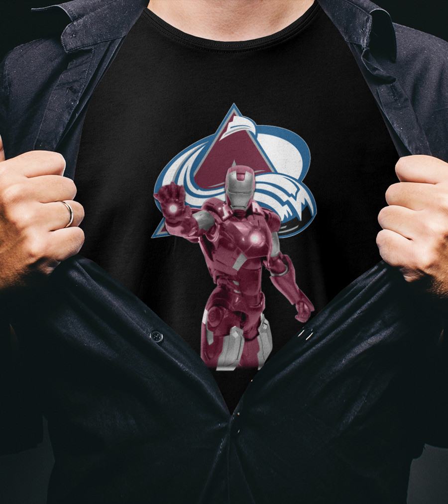 Iron Man Marvel Crossover With Colorado Avalanche NHL T-Shirt