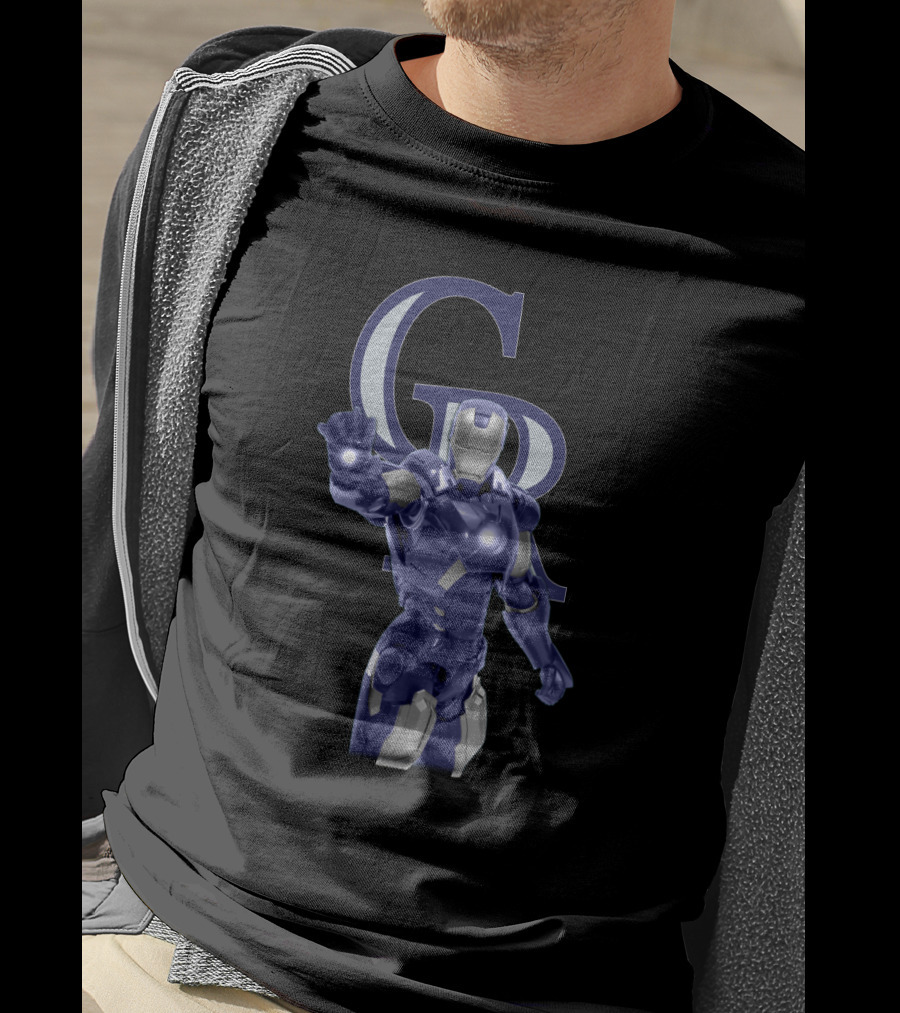 Iron Man In Colorado Rockies Colors With Team T-Shirt