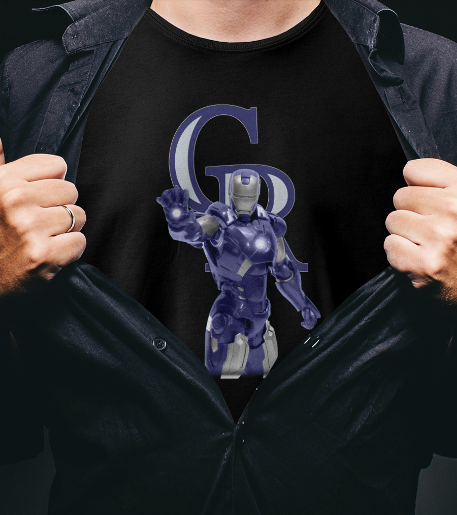 Iron Man In Colorado Rockies Colors With Team T-Shirt
