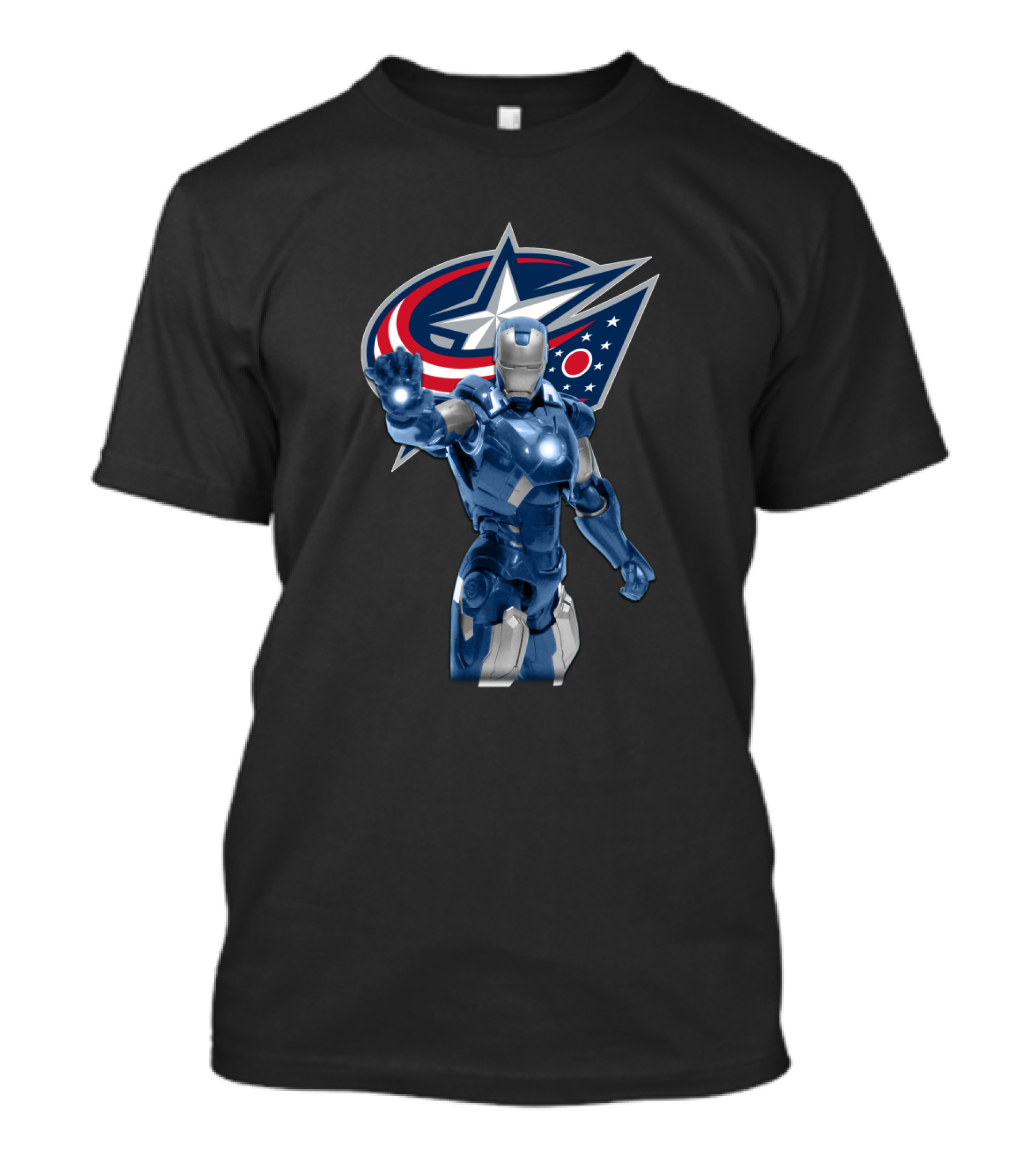 Iron Man Meets Columbus Blue Jackets Energetic Crossover T-Shirt