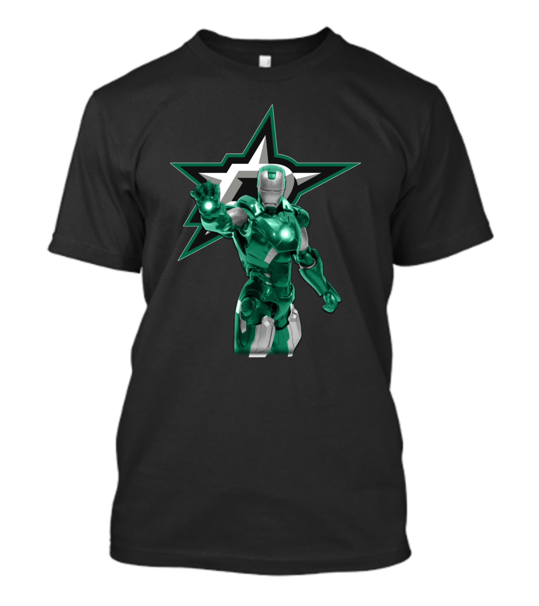 Iron Man Green Armor With Dallas Stars T-Shirt