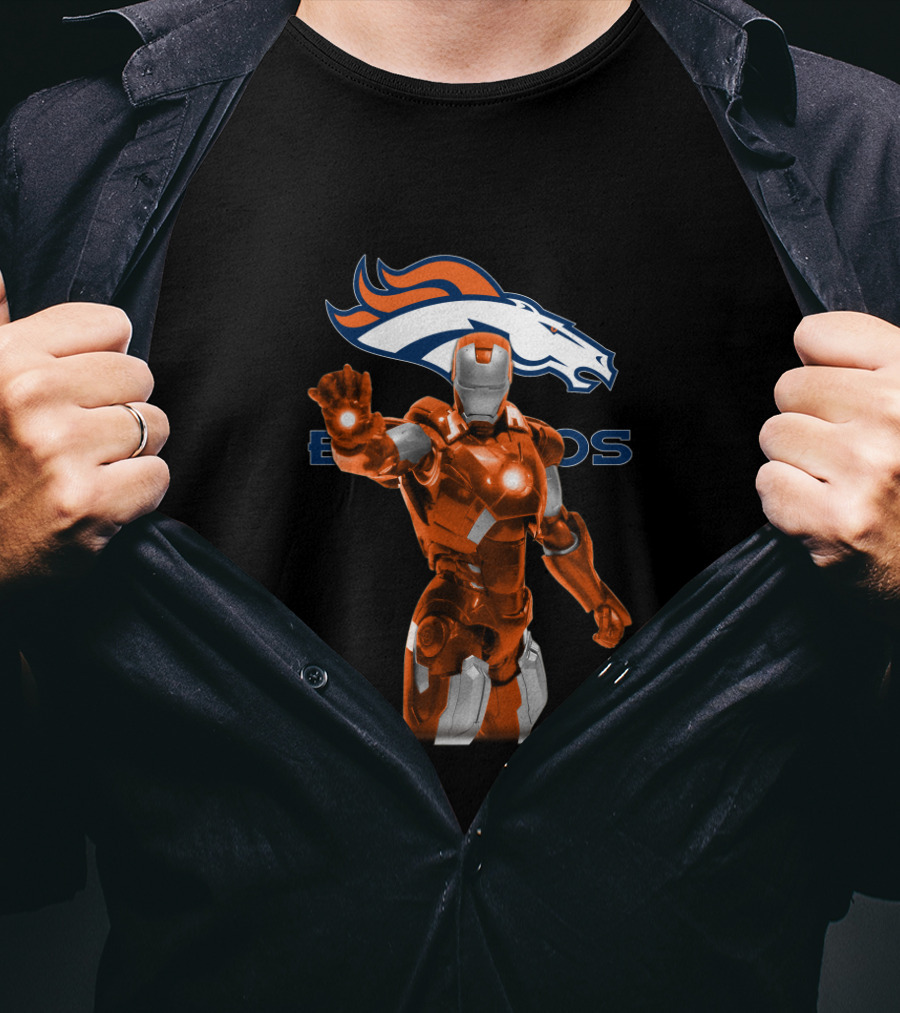 Iron Man Denver Broncos Superhero Football Fan Merchandise T-Shirt