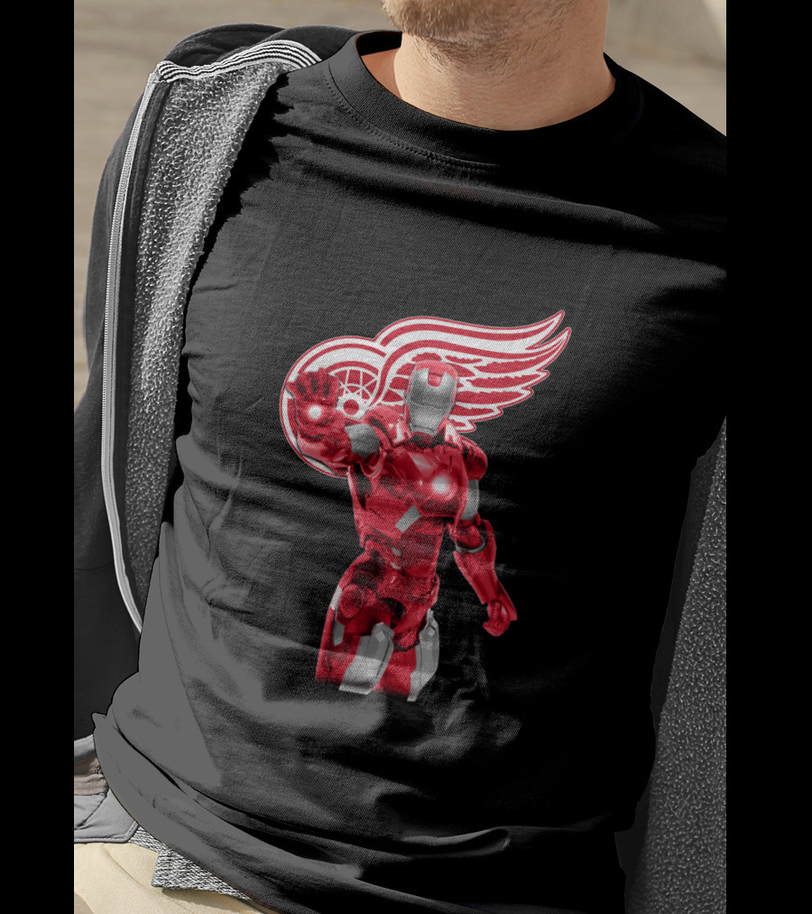 Iron Man Detroit Red Wings Crossover Marvel NHL Collaboration T-Shirt