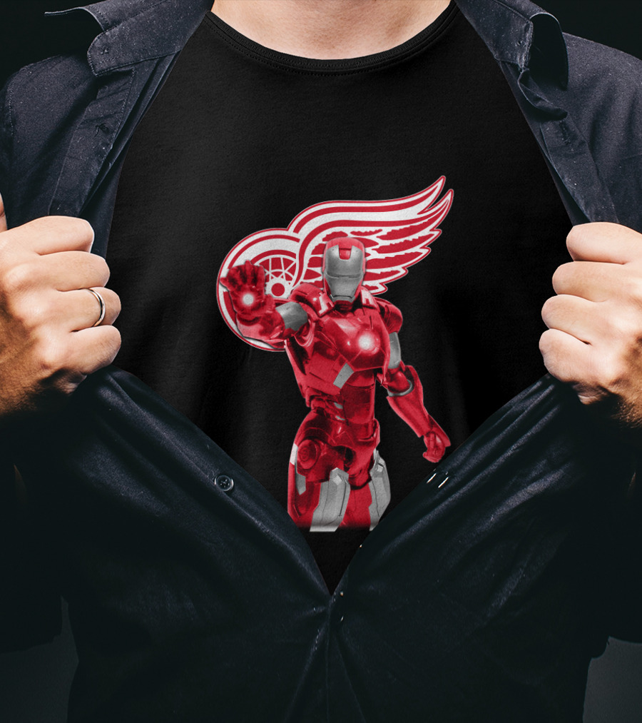 Iron Man Detroit Red Wings Crossover Marvel NHL Collaboration T-Shirt