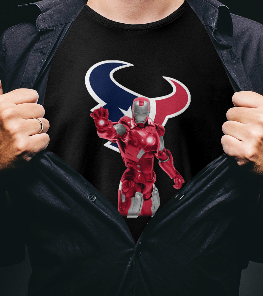 Iron Man Houston Texans Superhero Fusion For Fans T-Shirt