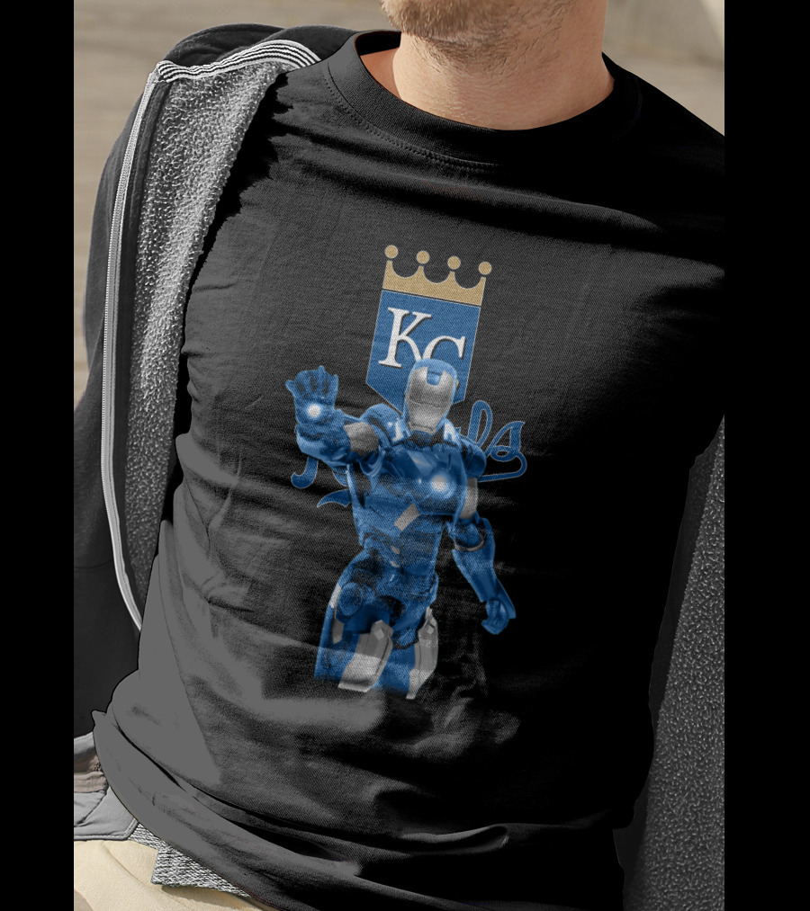 Kansas City Royals Blue Iron Man Marvel Crossover Collection T-Shirt