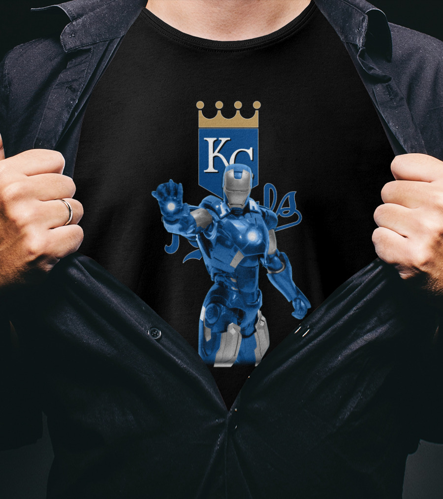Kansas City Royals Blue Iron Man Marvel Crossover Collection T-Shirt