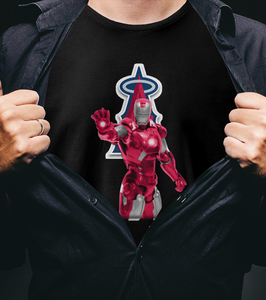 Iron Man Los Angeles Angels MLB Marvel Crossover Hero Fusion T-Shirt