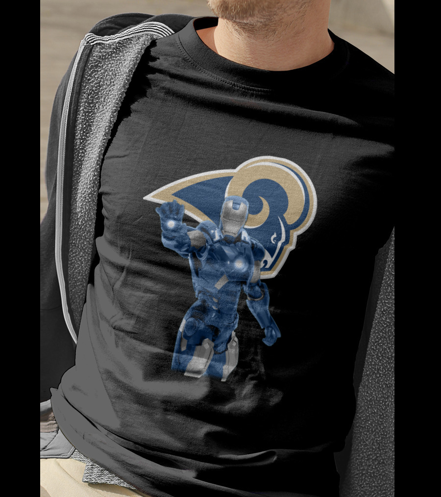 Iron Man Los Angeles Rams Superfan Crossover T-Shirt