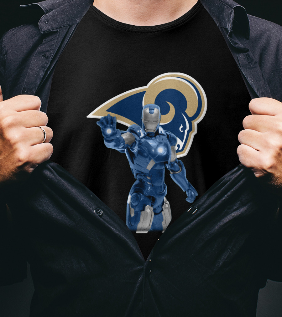 Iron Man Los Angeles Rams Superfan Crossover T-Shirt