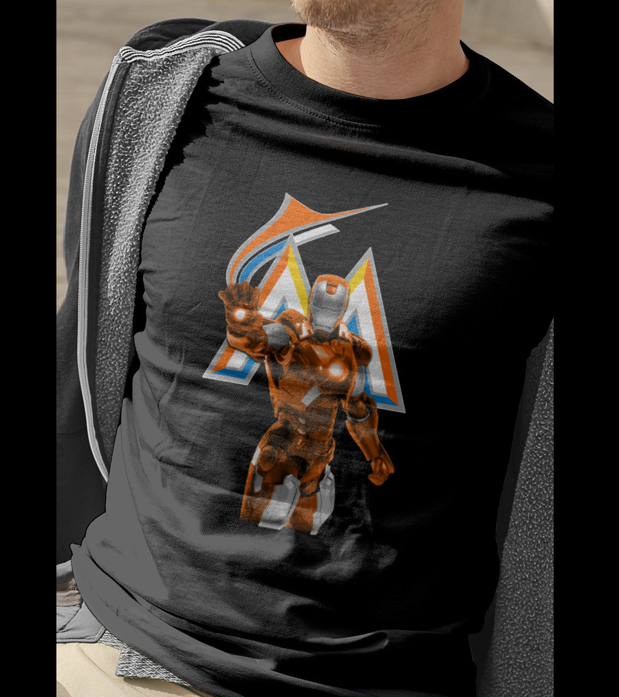 Iron Man Miami Marlins Superhero Crossover T-Shirt