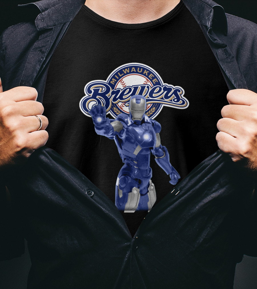 Milwaukee Brewers Iron Man Crossover T-Shirt