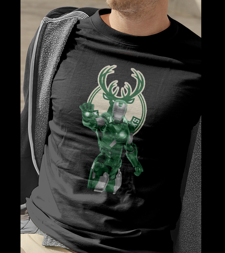 Iron Man Milwaukee Bucks Marvel Crossover Fan T-Shirt