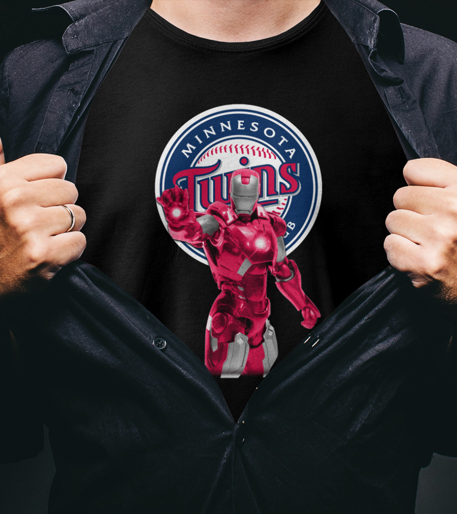 Iron Man And Minnesota Twins Crossover Logo Fusion T-Shirt