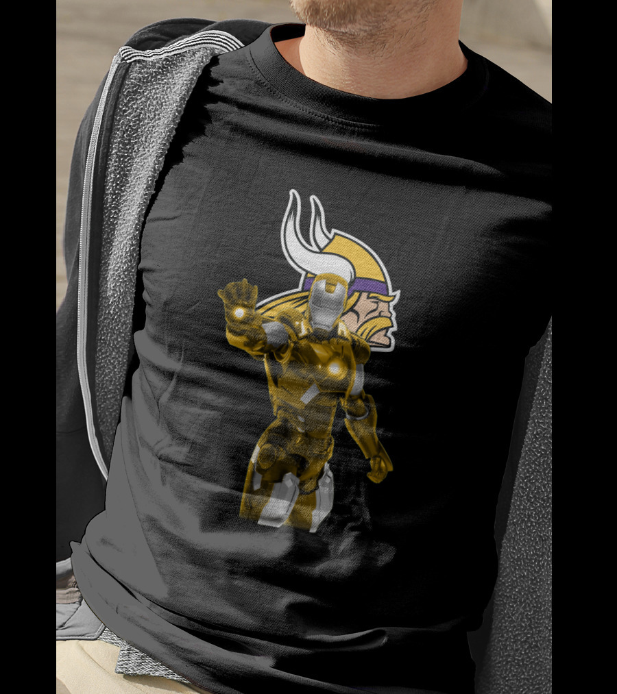 Iron Man Meets Minnesota Vikings Enthusiast Crossover T-Shirt