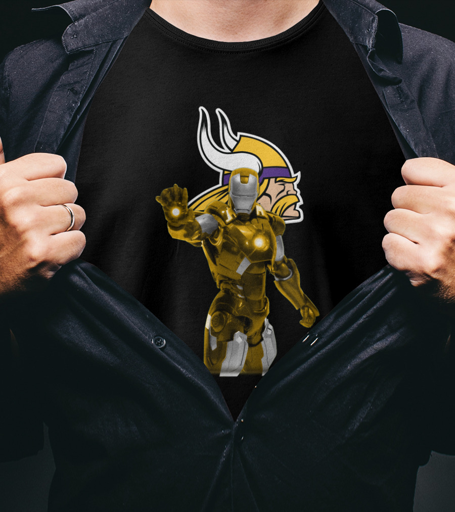 Iron Man Meets Minnesota Vikings Enthusiast Crossover T-Shirt