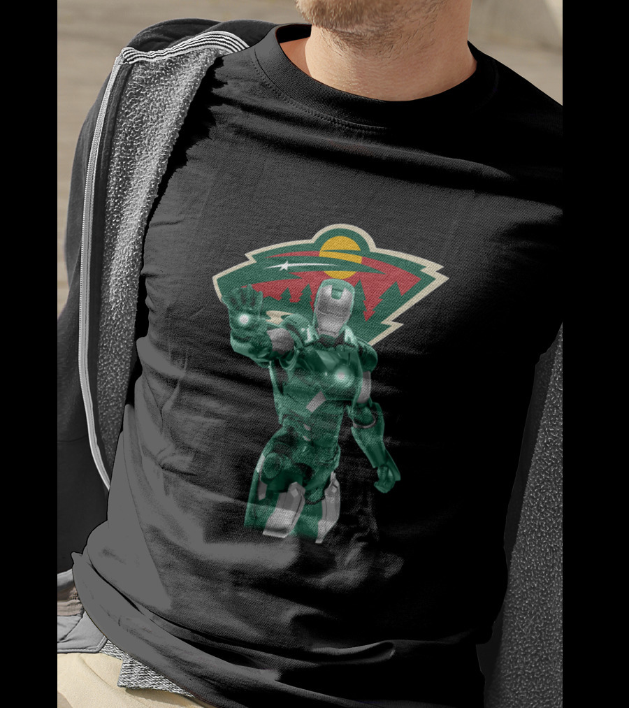 Minnesota Wild Iron Man Mashup Hockey Marvel Crossover T-Shirt