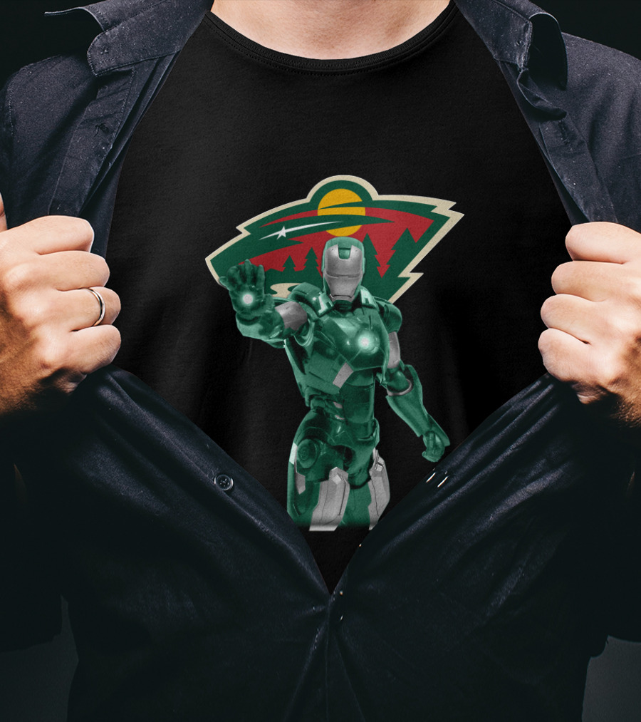 Minnesota Wild Iron Man Mashup Hockey Marvel Crossover T-Shirt