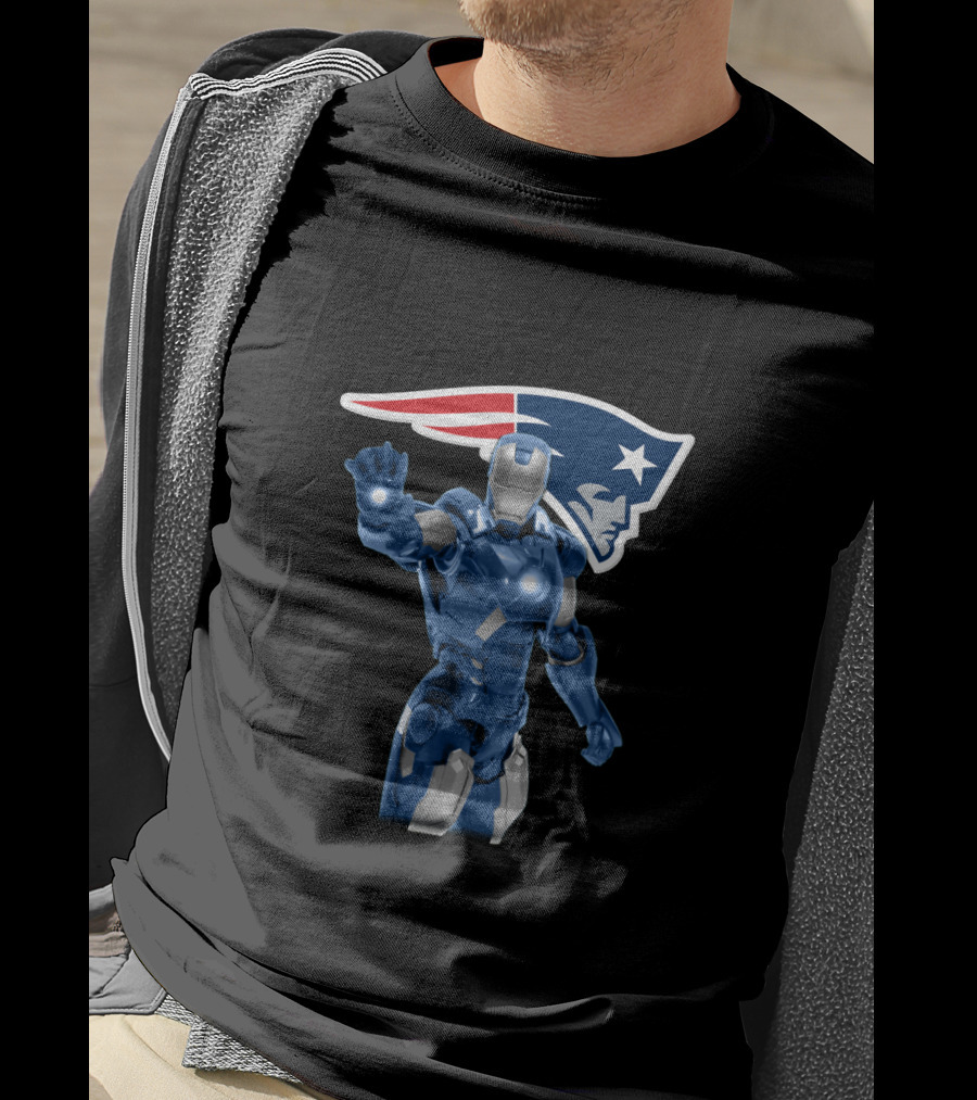 Iron Man Meets New England Patriots For Fans T-Shirt