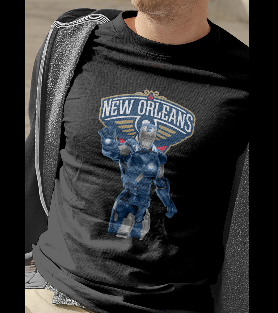 Iron Man New Orleans Pelicans Fans Marvel Sports Crossover T-Shirt