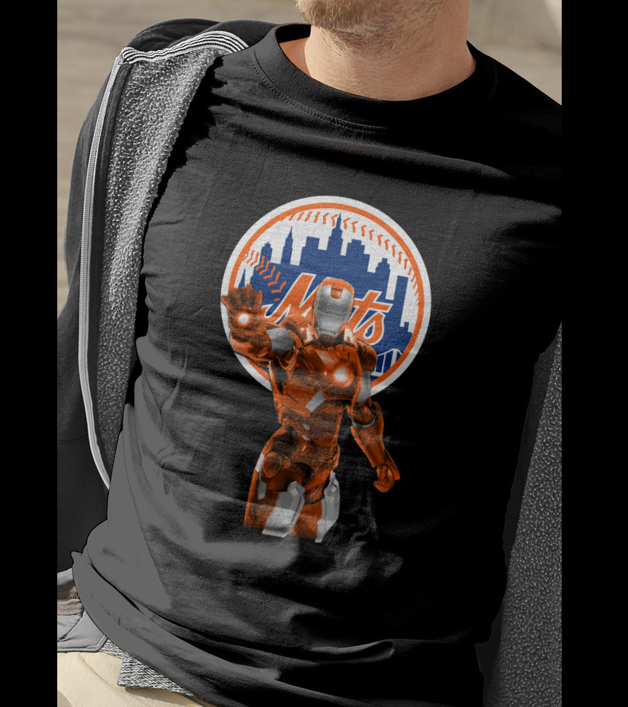 Iron Man Crossover With New York Mets Iconic Team And Hero Fusion T-Shirt