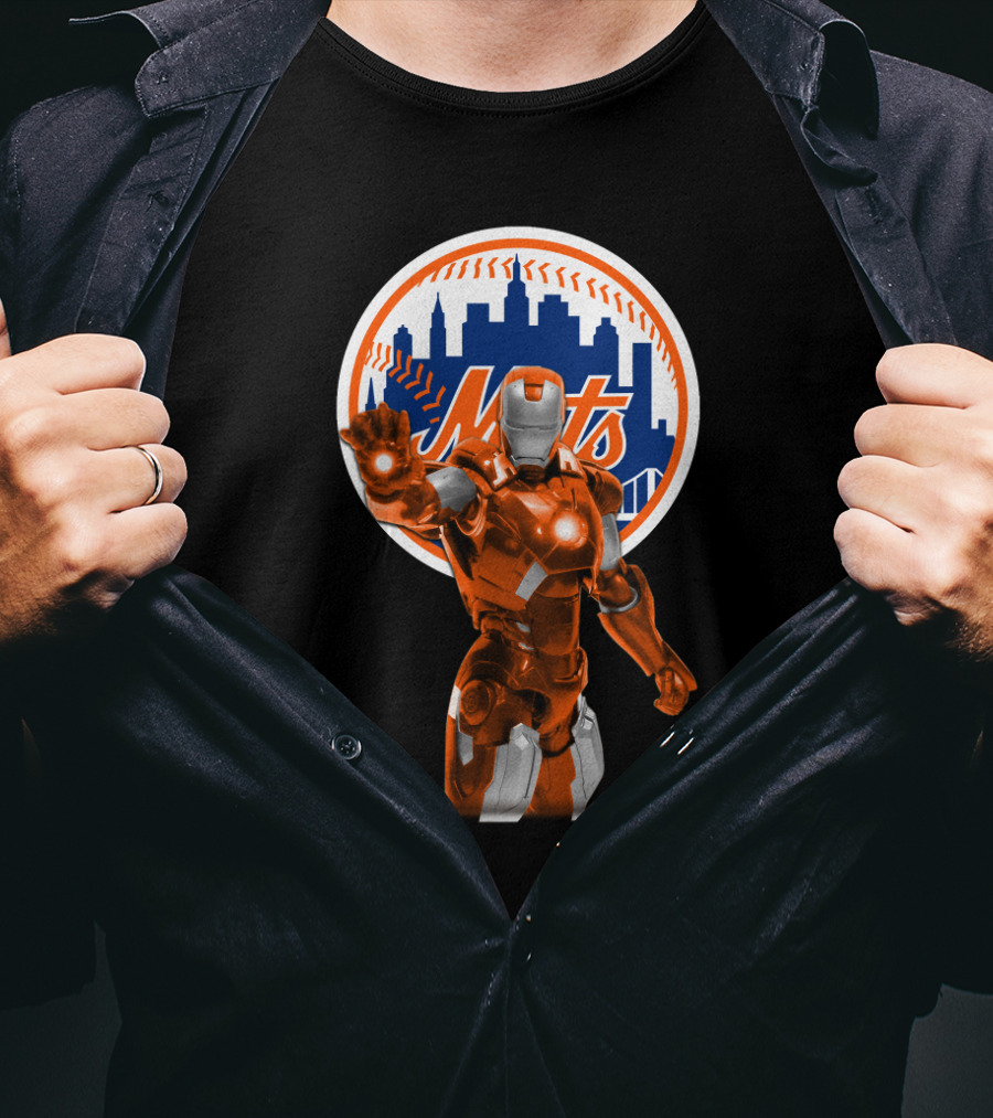 Iron Man Crossover With New York Mets Iconic Team And Hero Fusion T-Shirt