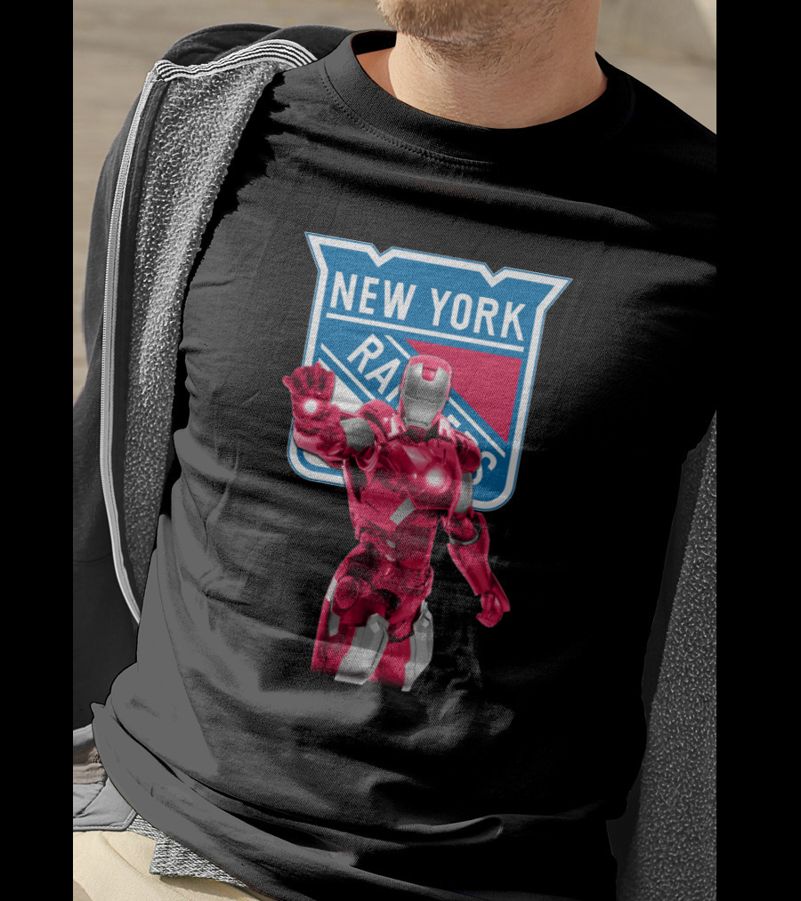 Iron Man Marvel New York Rangers Crossover With Iconic Hockey T-Shirt