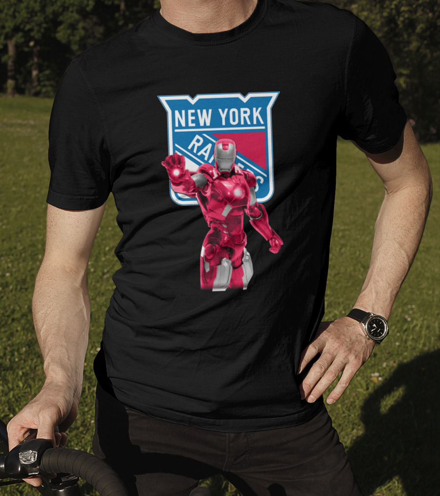Iron Man Marvel New York Rangers Crossover With Iconic Hockey T-Shirt