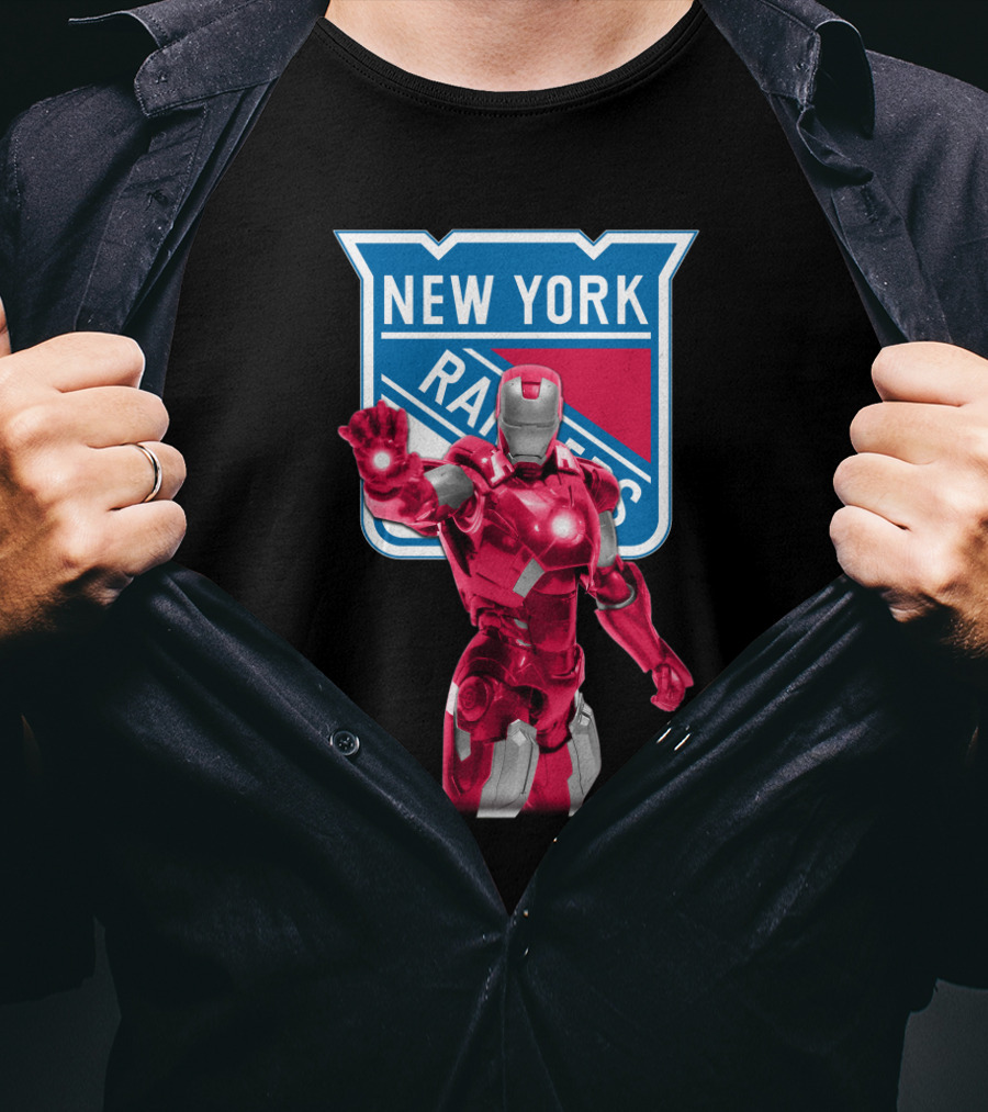 Iron Man Marvel New York Rangers Crossover With Iconic Hockey T-Shirt