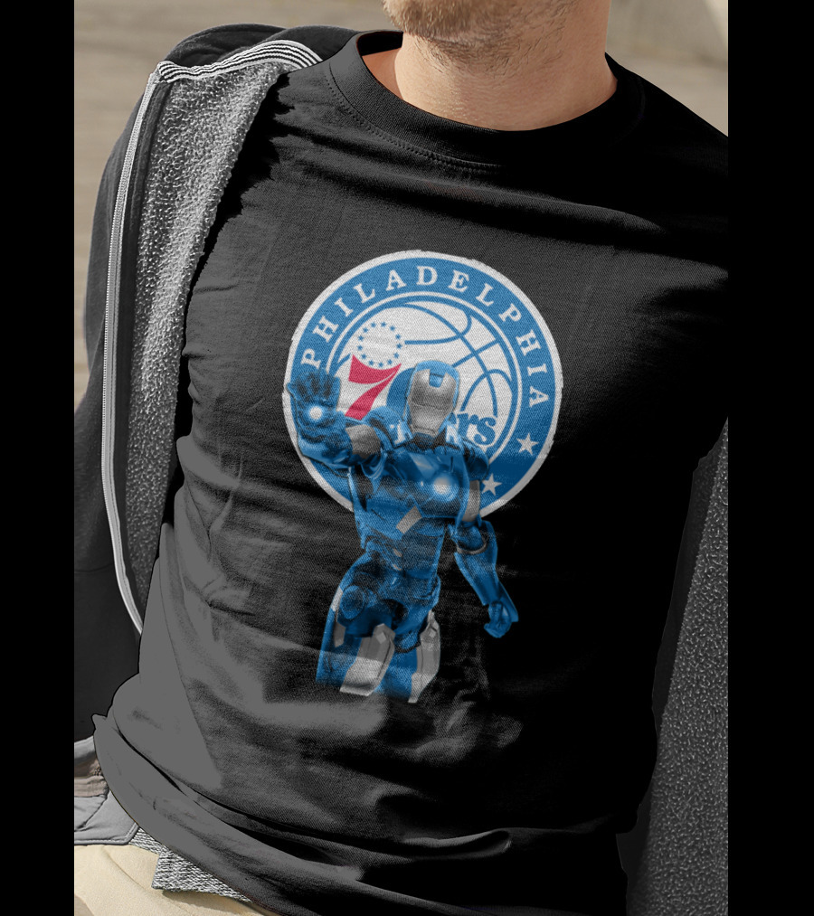 Iron Man Philadelphia 76ers Basketball Crossover Fans T-Shirt